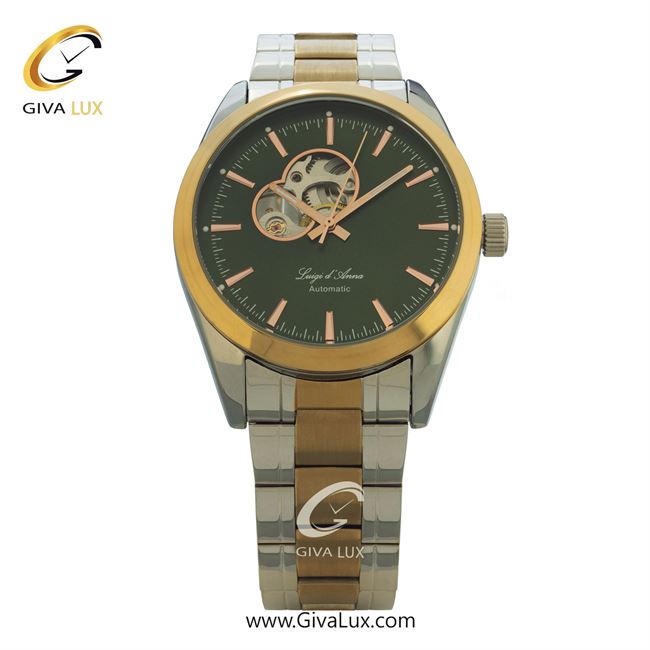 ساعت مچی اورجینال مردانه LdA | لوئیجی د آنا | Luigi d'Ana طلایی-نقره ای | طلایی-نقره ای| سبز یشمی تیره| کد رفرنس 2442